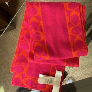 Coach Pink and Orange Merino Scarf (Like New)